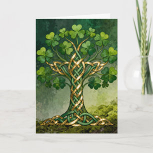 Cartes Pour Fêtes Annuelles Arbre de trèfles et de nœuds de la Saint-Patrick