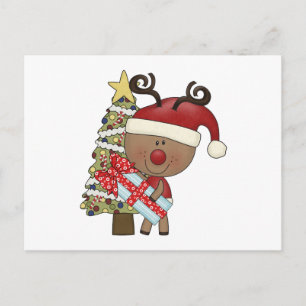 Cartes Pour Fêtes Annuelles Arbre de vacances Rudy Reindeer