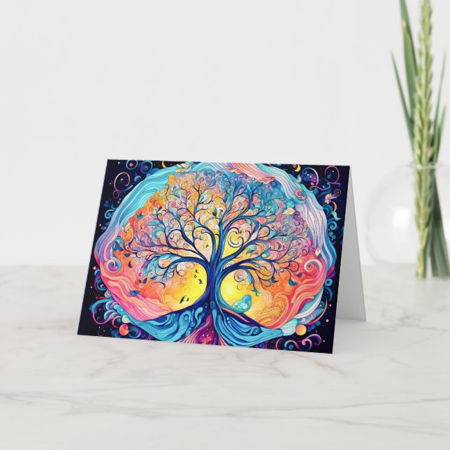 Cartes Pour Fêtes Annuelles Arbre de Vie (Devant)