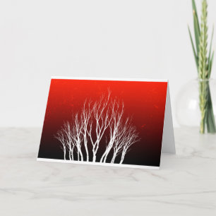 Cartes Pour Fêtes Annuelles Arbre de vie : Arbres blancs sur Red Art