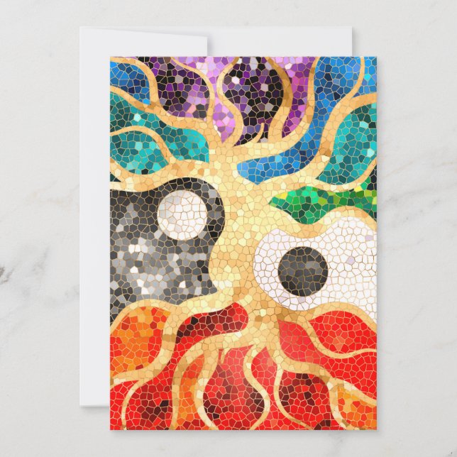 Cartes Pour Fêtes Annuelles Arbre de vie en mosaïque - Yin Yang (Devant)
