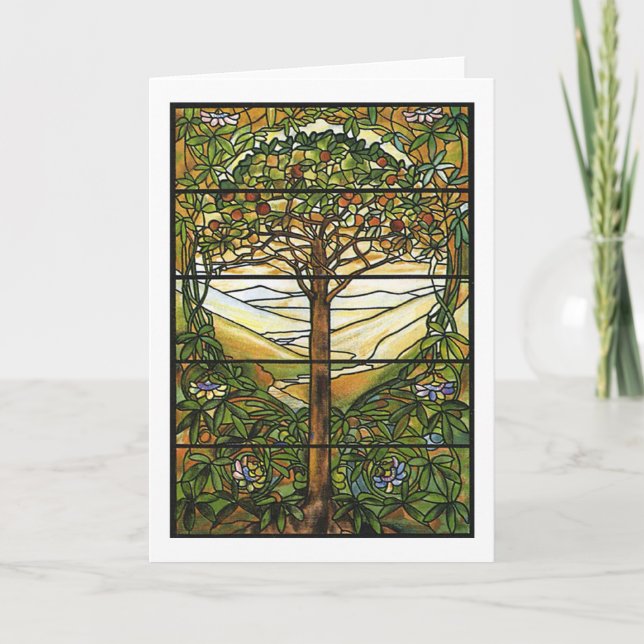 Cartes Pour Fêtes Annuelles Arbre de vie/Fenêtre en verre tendu Tiffany (Devant)