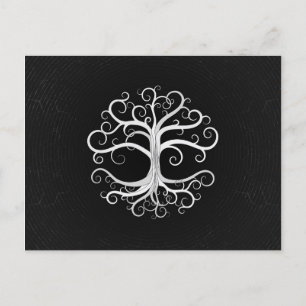 Cartes Pour Fêtes Annuelles Arbre de vie noir et blanc