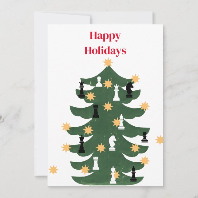 Cartes Pour Fêtes Annuelles Arbre d'échecs de Noël Festif moderne (Devant)