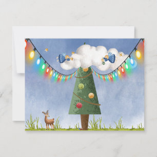 Cartes Pour Fêtes Annuelles Arbre décoré d'anges en hauteur Texte personnalisa