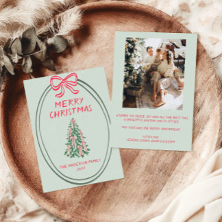 Cartes Pour Fêtes Annuelles Arbre Dessiné à la Main Joyeux Noël Photo de Famil