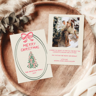 Cartes Pour Fêtes Annuelles Arbre Dessiné à la Main Joyeux Noël Photo de Famil