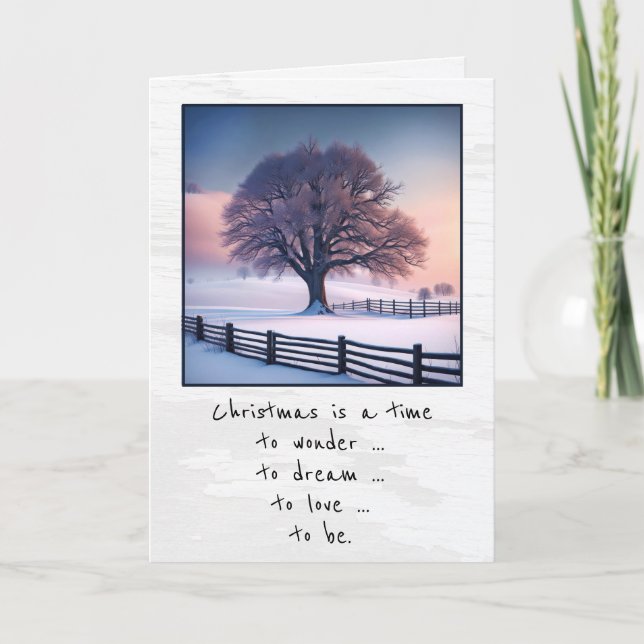 Cartes Pour Fêtes Annuelles Arbre d'hiver avec clôture pour Noël (Devant)