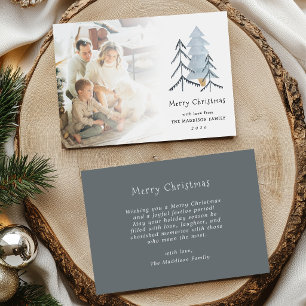 Cartes Pour Fêtes Annuelles Arbre d'hiver de Noël à l'aquarelle grise scandina