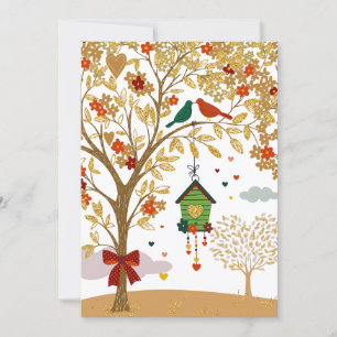 Cartes Pour Fêtes Annuelles Arbre d'or de Inséparable Couple Kissing
