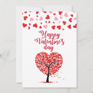 Cartes Pour Fêtes Annuelles Arbre du cœur en fleurs d'amour Joyeuse Saint-Vale