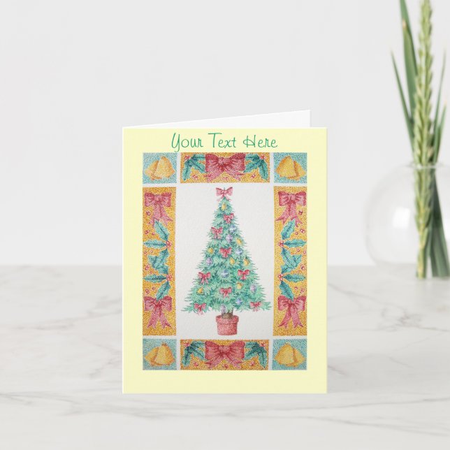 Cartes Pour Fêtes Annuelles arbre festif avec arcs rouges et cloches chri uniq (Devant)