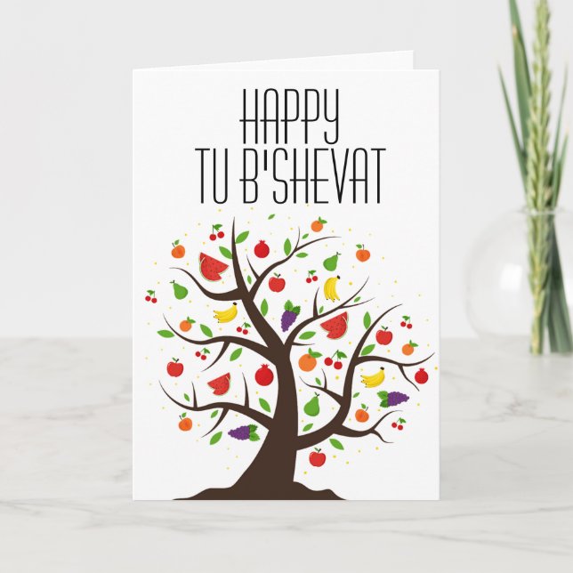 Cartes Pour Fêtes Annuelles Arbre fruitier Tu B'Shevat joyeux (Devant)