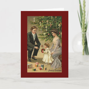 Cartes Pour Fêtes Annuelles arbre généalogique victorien à Noël vintage