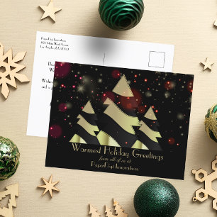 Cartes Pour Fêtes Annuelles Arbre Géométrique Or Noir Logo Entreprise Fêtes