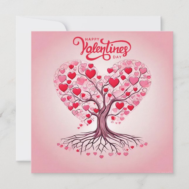 Cartes Pour Fêtes Annuelles Arbre Heureuse Sainte-Valentin de l'amour (Devant)