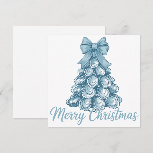 Cartes Pour Fêtes Annuelles Arbre Huître Arc Préparatif Joyeux Noël Coquette (Devant / Derrière)