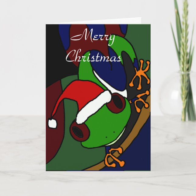 Cartes Pour Fêtes Annuelles Arbre magnifique Frog Art de Noël (Devant)