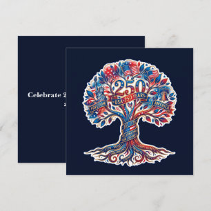 Cartes Pour Fêtes Annuelles Arbre patriotique pour le 250e anniversaire de l'A