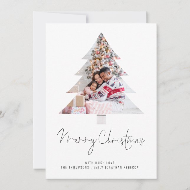 Cartes Pour Fêtes Annuelles Arbre Photo Famille 2026 Calendrier Joyeux Noël (Devant)