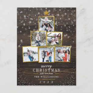 Cartes Pour Fêtes Annuelles Arbre photo Rustique Bois et huile d'or   Noël