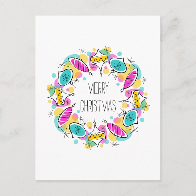 Cartes Pour Fêtes Annuelles Arbre rétro Baubles Cercle Noël vertical (Devant)