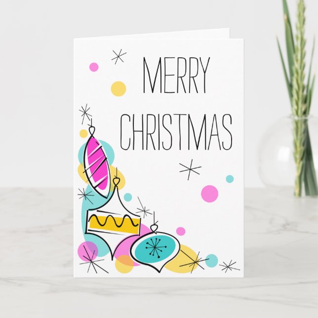 Cartes Pour Fêtes Annuelles Arbre rétro Baubles coin Noël vertical (Devant)