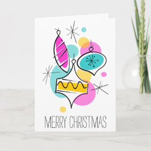 Cartes Pour Fêtes Annuelles Arbre rétro Baubles Groupe Texte de Noël vertical