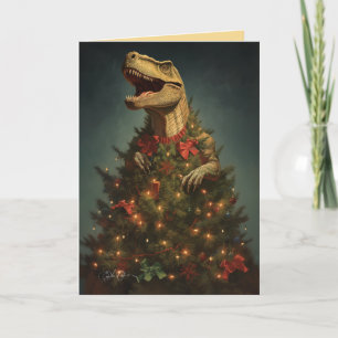 Cartes Pour Fêtes Annuelles Arbre Rex - Dinosaure de Vacances