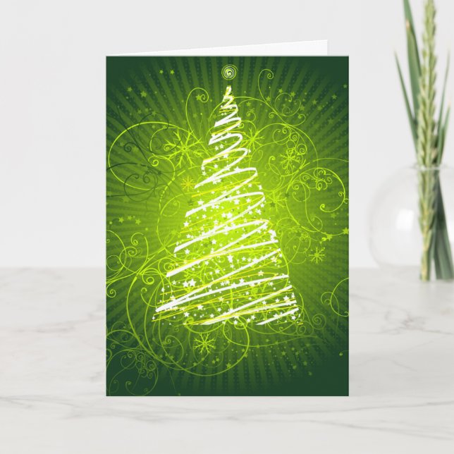 Cartes Pour Fêtes Annuelles Arbre vert (Devant)