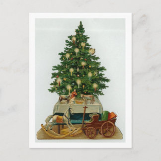 Cartes Pour Fêtes Annuelles Arbre vintage et Jouets en bois