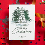 Cartes Pour Fêtes Annuelles Arbre Vintage vert Aquarelle Noël<br><div class="desc">Faites de cette Green Vintage Botanical Tree Watercolor Christmas Card votre propre cette saison de vacances. Avec un design botanique magnifiquement peint à la main dans des tons verts riches, cette carte est parfaite pour répandre la joie festive avec une touche d'élégance. Idéal pour les salutations personnelles et les messages...</div>