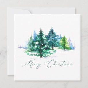 Cartes Pour Fêtes Annuelles Arbres à l'aquarelle