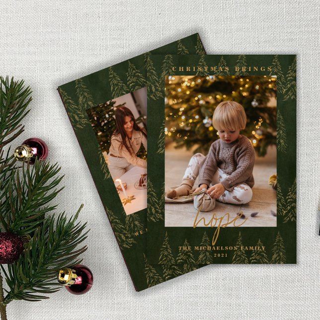 Cartes Pour Fêtes Annuelles Arbres à sapins de Noël dorés 2 Photo (Créateur téléchargé)