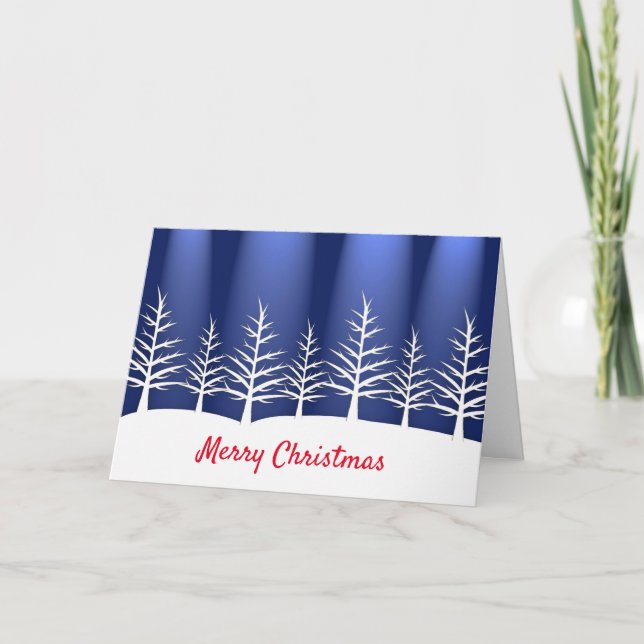 Cartes Pour Fêtes Annuelles Arbres Bleus de Noël Graphisme Moderne (Devant)