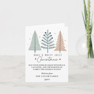 Cartes Pour Fêtes Annuelles Arbres Bohèmes Minimalistes de Noël Holly Jolly