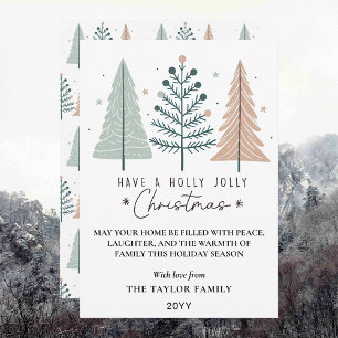 Cartes Pour Fêtes Annuelles Arbres Bohèmes Minimalistes de Noël Holly Jolly
