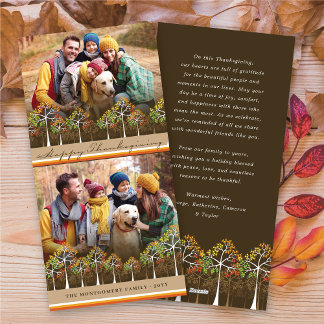 Cartes Pour Fêtes Annuelles Arbres colorés d'automne Joyeux Thanksgiving 2 Pho