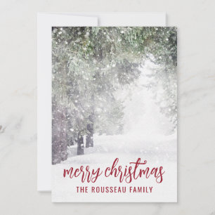 Cartes Pour Fêtes Annuelles Arbres de la forêt en hiver neige Noël