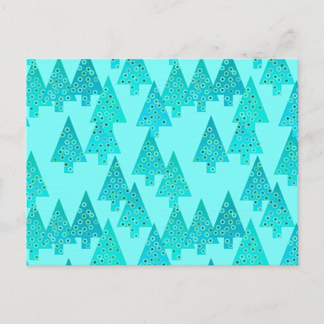 Cartes Pour Fêtes Annuelles Arbres de Noël à fleurs modernes - aqua & paon (Devant)