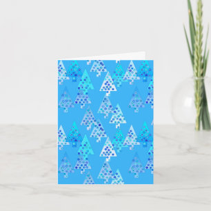 Cartes Pour Fêtes Annuelles Arbres de Noël à fleurs modernes - bleu ciel