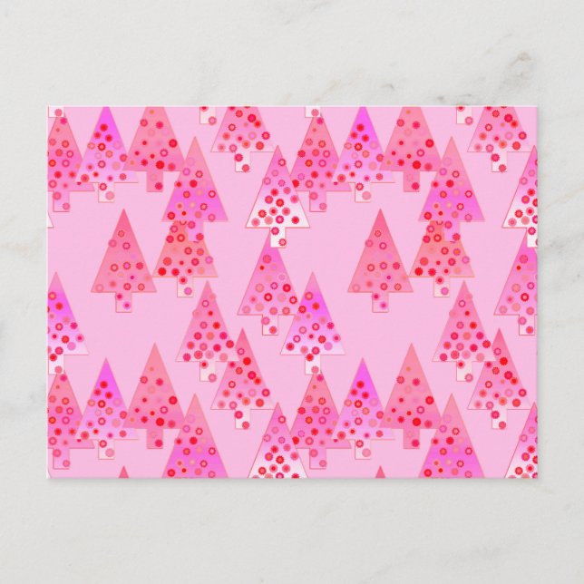 Cartes Pour Fêtes Annuelles Arbres de Noël à fleurs modernes - rose pastel (Devant)