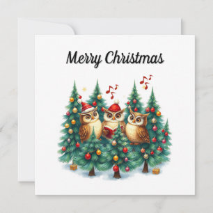 Cartes Pour Fêtes Annuelles Arbres de Noël à l'aquarelle rustique Chanter 