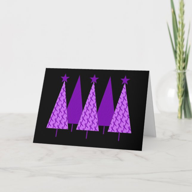 Cartes Pour Fêtes Annuelles Arbres de Noël - Alzheimers Ruban violet (Devant)