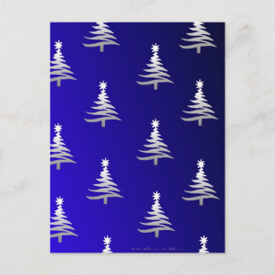 Cartes Pour Fêtes Annuelles Arbres de Noël Argent sur Bleu Cobalt