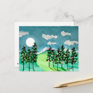 Cartes Pour Fêtes Annuelles Arbres de Noël au clair de lune