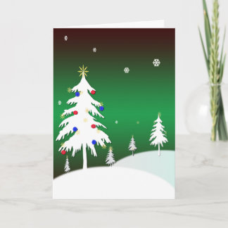 Cartes Pour Fêtes Annuelles Arbres de Noël blanc avec l'arrière - plan vert