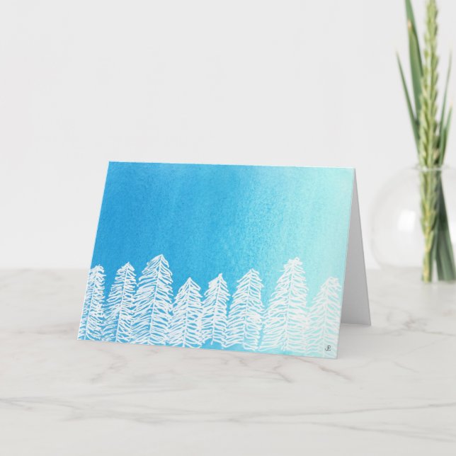 Cartes Pour Fêtes Annuelles Arbres de Noël blancs (Devant)
