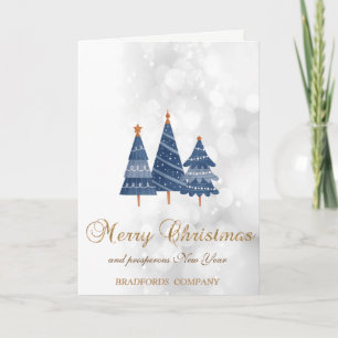 Cartes Pour Fêtes Annuelles Arbres de Noël Bleus, Bokeh Company Vacances
