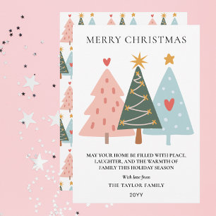 Cartes Pour Fêtes Annuelles Arbres de Noël Bohème Pastel Moderne